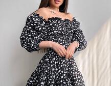 Квіткова сукня з воланами та шнуровкою по спинці Квіткова сукня з воланами та шнуровкою по спинці | PUSHKA SHOP