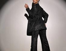 Костюм: піджак на підкладці, штани кльош+ топ з чашечками Костюм: піджак на підкладці, штани кльош+ топ з чашечками | PUSHKA SHOP