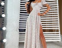 Цветочное платье макси с разрезом Цветочное платье макси с разрезом | PUSHKA SHOP