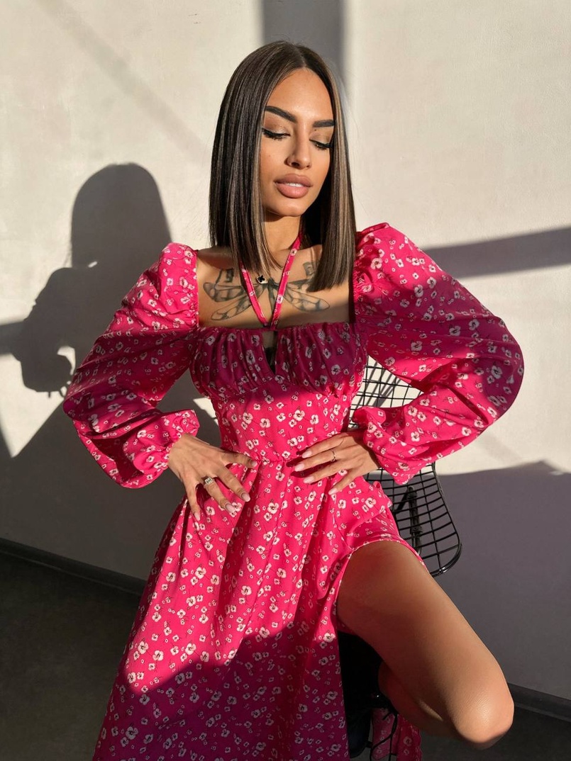 Улюблена сукня-міді зі шнурівкою на талії  | PUSHKA SHOP