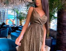 Сверкающее платье-макси с разрезом Сверкающее платье-макси с разрезом | PUSHKA SHOP