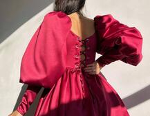 Сукня з обʼємними рукавами та спідницею балоном  | PUSHKA SHOP