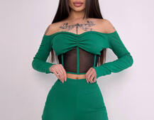 Комплект : штани кльош і топ з елементами корсету  | PUSHKA SHOP