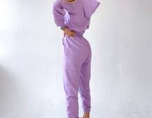 Костюм из качественной турецкой трехнитки, декорированный бахромой со стразами Костюм из качественной турецкой трехнитки, декорированный бахромой со стразами | PUSHKA SHOP