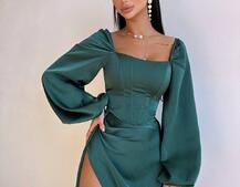 Атласний комплект: корсет + спідниця  максі з драпіруванням | PUSHKA SHOP