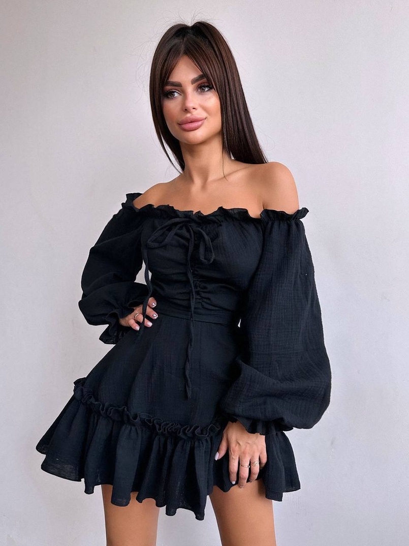 Муслінова сукня з рюшами   | PUSHKA SHOP