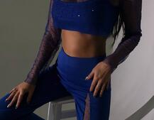 Комплект: топ + штани із сіткою зі стразами  | PUSHKA SHOP