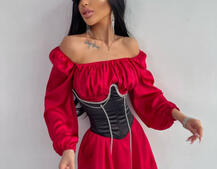 Приталена сукня з шовку  + корсет декорований стразами  Ручна робота  | PUSHKA SHOP