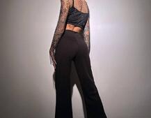 Комплект: топ + штани із сіткою зі стразами  | PUSHKA SHOP