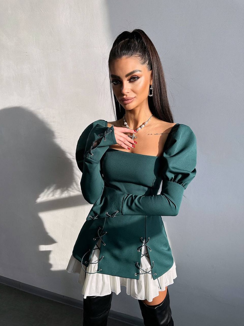 Сукня з об'ємними рукавами + спідниця з воланами Сукня з об'ємними рукавами + спідниця з воланами | PUSHKA SHOP