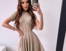 Сукня-міні  з елементами корсету  та спідницею солнцем | PUSHKA SHOP