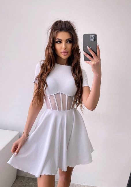 Сукня-міні  з елементами корсету  та спідницею солнцем | PUSHKA SHOP