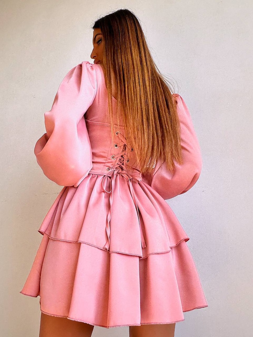 Комплект: сукня з подвійною спідницею + корсет, декорований стразами    | PUSHKA SHOP