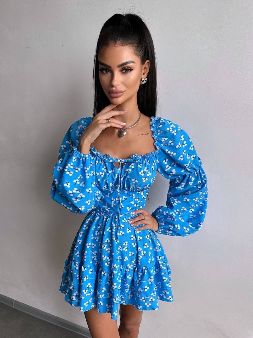 Сукня з квітковим принтом з воланами на ґудзиках  Сукня з квітковим принтом з воланами на ґудзиках  | PUSHKA SHOP