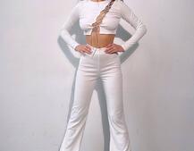 Комплект : штани кльош і топ декорований шнурком зі стразами  | PUSHKA SHOP