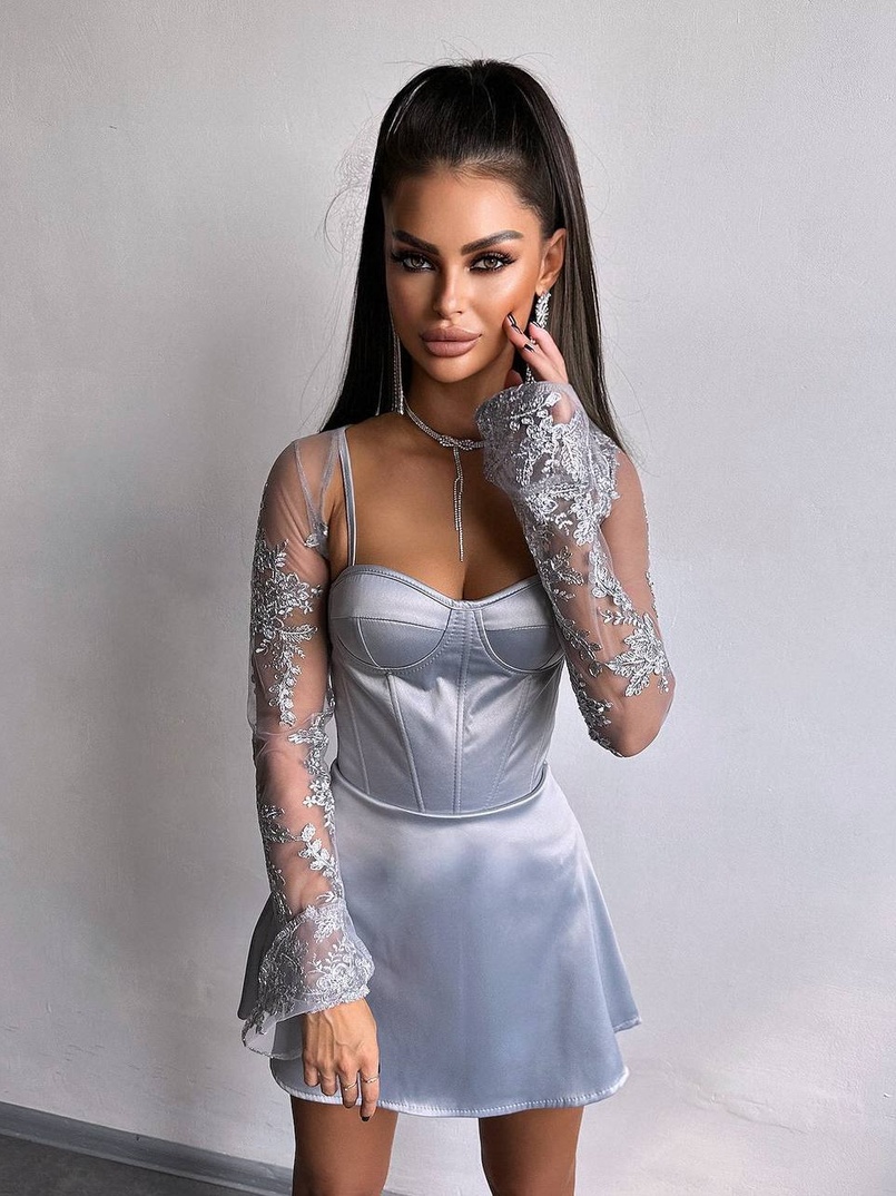 Атласна корсетна сукня-бюстьє + мереживне болеро | PUSHKA SHOP
