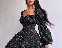 Сукня з квітковим принтом з воланами на ґудзиках  Сукня з квітковим принтом з воланами на ґудзиках  | PUSHKA SHOP