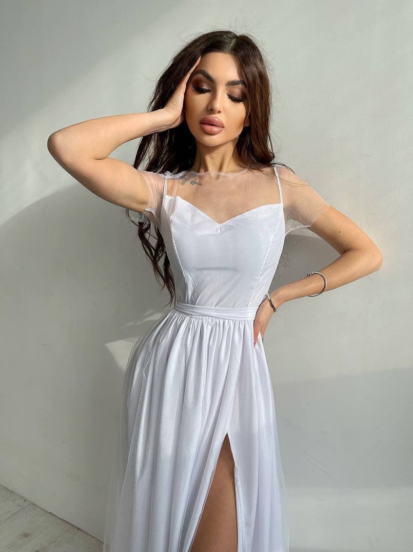 Платье-макси из сетки   с блестками  Платье-макси из сетки   с блестками  | PUSHKA SHOP