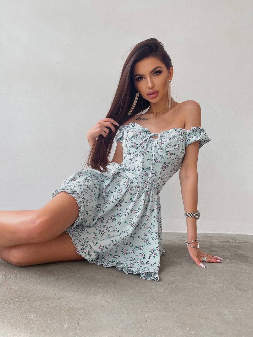 Платье мини с корсетной вставкой на талии с косточками  | PUSHKA SHOP