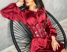 Комплект: шелковое платье на завязках с корсетом  | PUSHKA SHOP