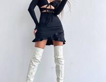 Трикотажна сукня з присбореною спідницею | PUSHKA SHOP