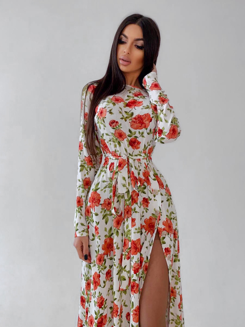 Цветочное платье миди с разрезом Цветочное платье миди с разрезом | PUSHKA SHOP