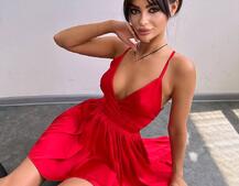 Шовкова сукня з пишною спідницею та шнурівкою на спинці | PUSHKA SHOP