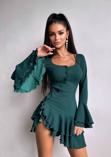 Сукня з з воланами на ґудзиках  | PUSHKA SHOP