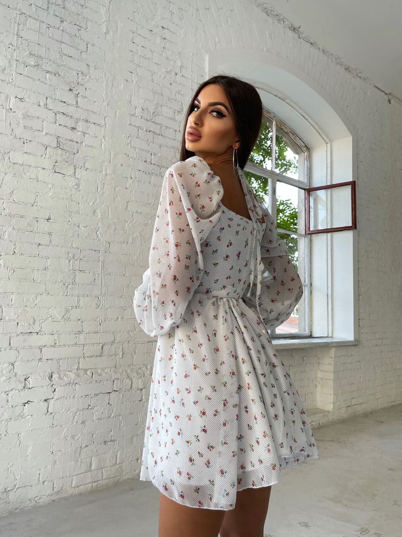 Шифоновое платье с завязками на груди  | PUSHKA SHOP