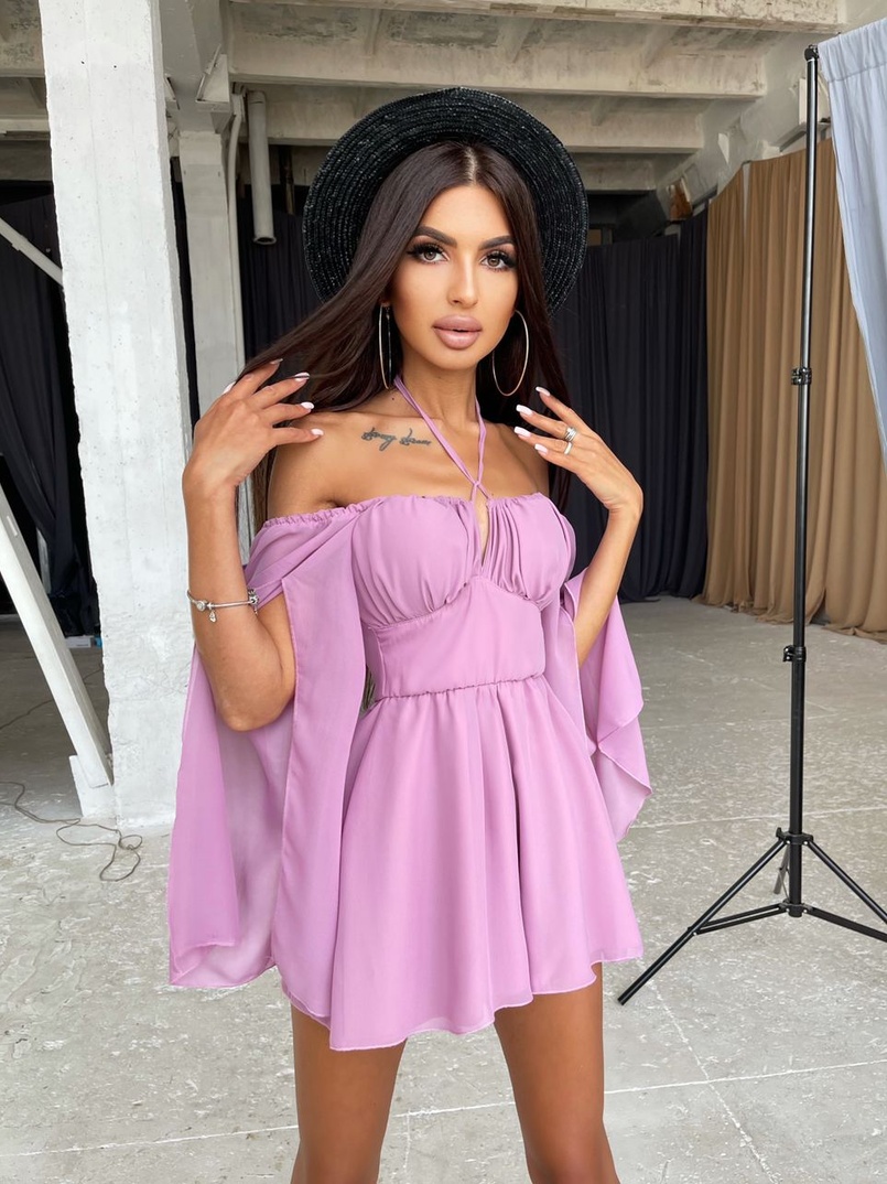 Шифоновый ромпер с расклешенными рукавами Шифоновый ромпер с расклешенными рукавами | PUSHKA SHOP