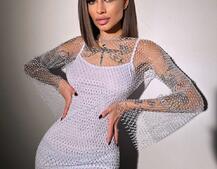 Сукня із сітки зі стразами на трикотажній підкладці  | PUSHKA SHOP