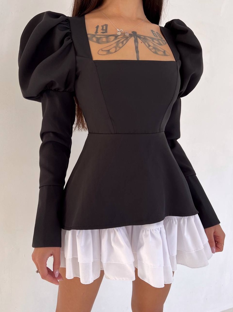 Сукня з об'ємними рукавами + спідниця з воланами | PUSHKA SHOP