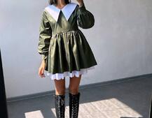 Котонова сукня з комірцем + бант  | PUSHKA SHOP