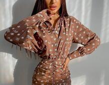 Платье-рубашка с присобранной юбкой  | PUSHKA SHOP