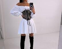 Приталена сорочка на плічках+  мереживний корсет | PUSHKA SHOP