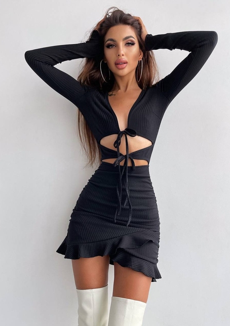 Трикотажна сукня з присбореною спідницею | PUSHKA SHOP