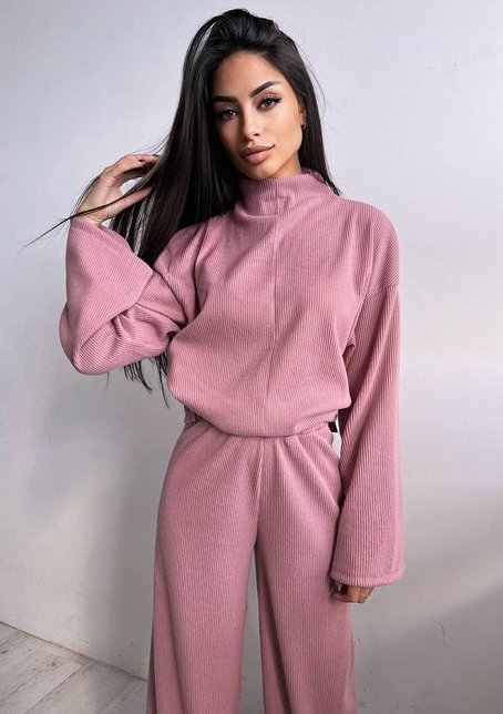Повсякденний костюм із теплого трикотажу-рубчика | PUSHKA SHOP
