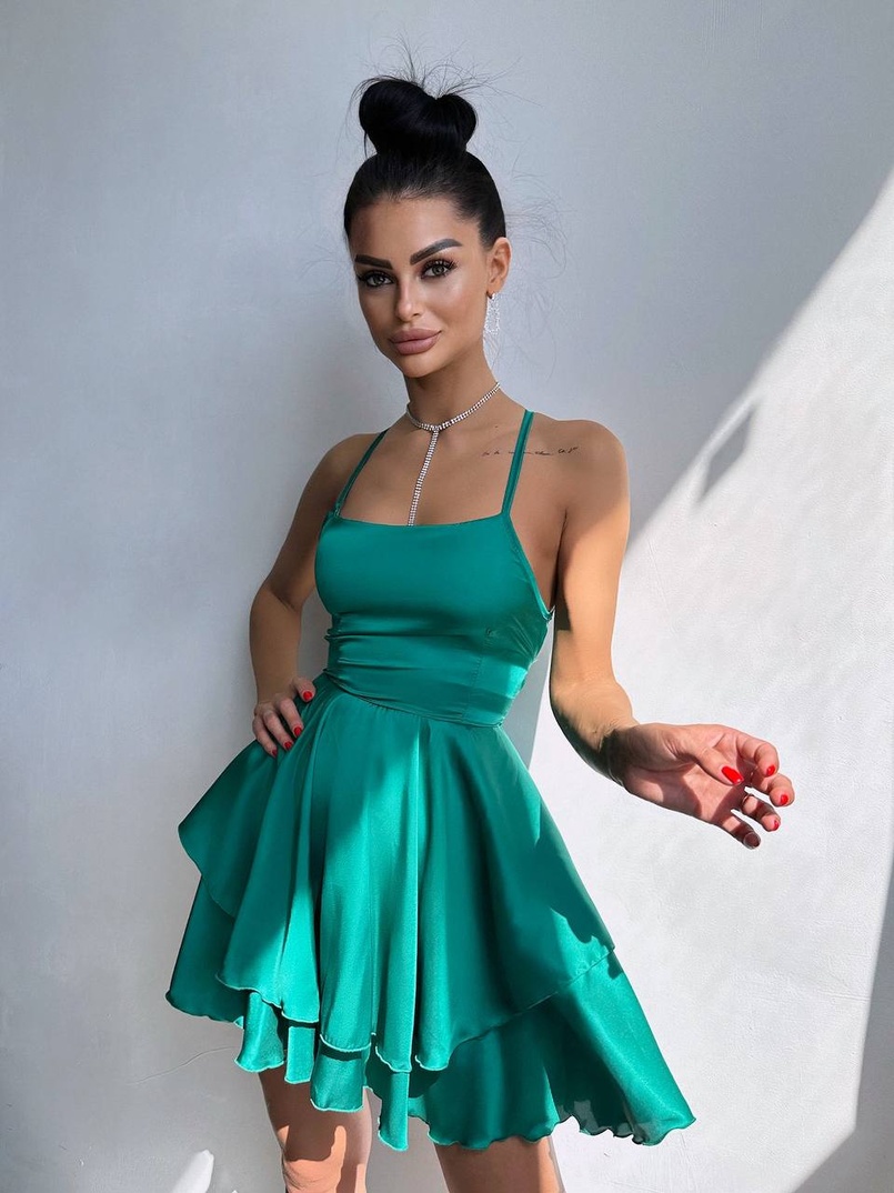 Шовкова сукня з пишною спідницею та шнурівкою Шовкова сукня з пишною спідницею та шнурівкою | PUSHKA SHOP