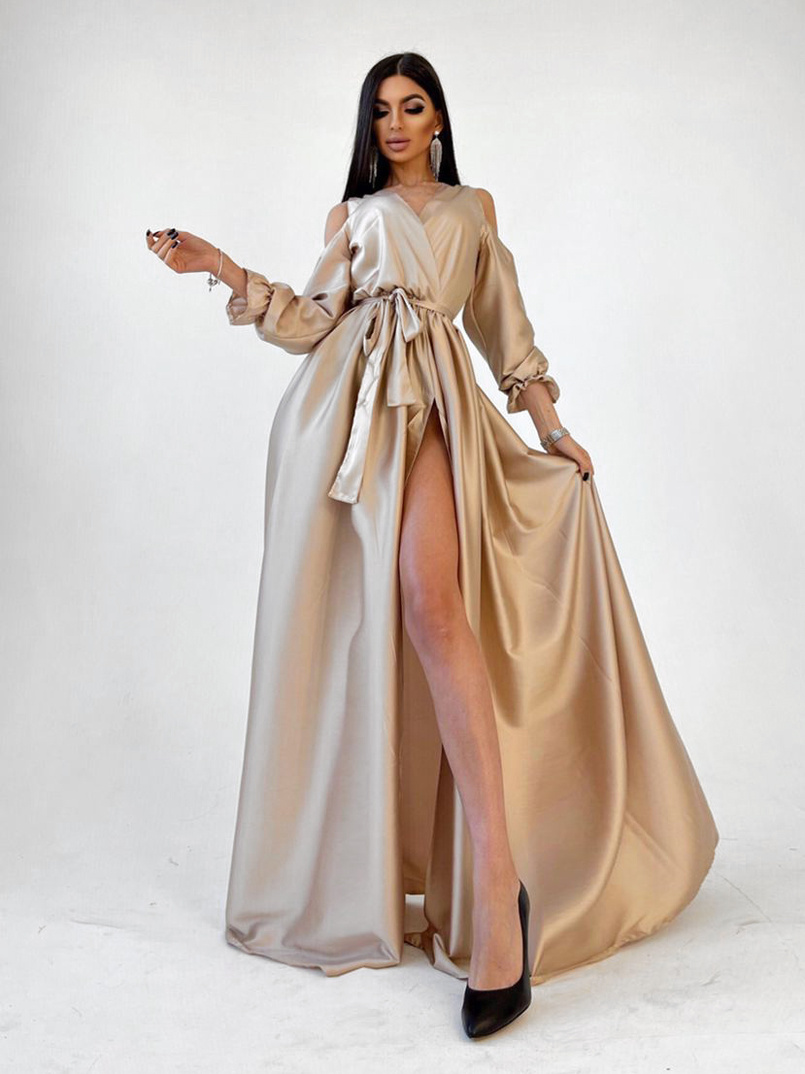 Шелковое платье макси с разрезом Шелковое платье макси с разрезом | PUSHKA SHOP