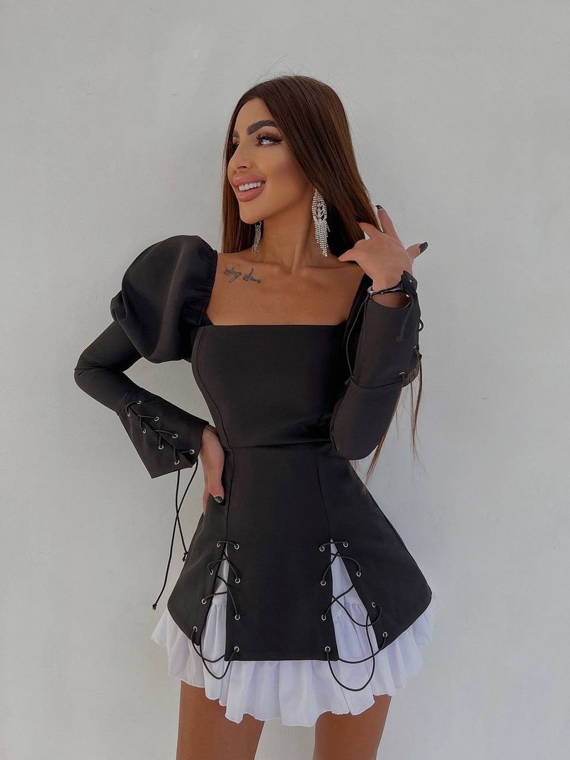 Сукня з об'ємними рукавами + спідниця з воланами | PUSHKA SHOP