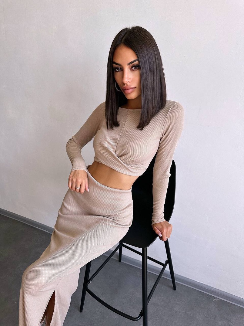 Комплект: топ + спідниця с розрізами  | PUSHKA SHOP