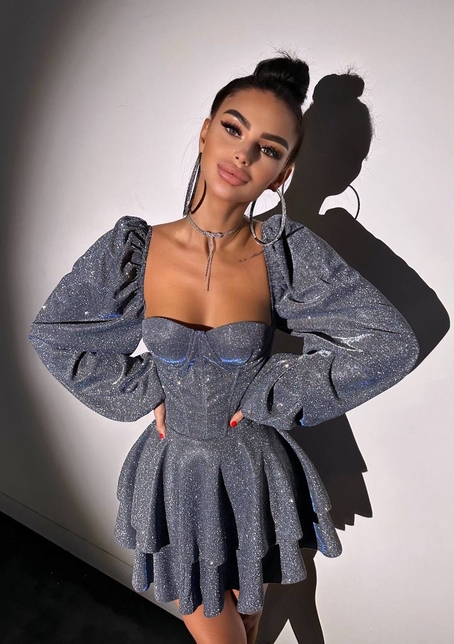 Сяюча корсетна сукня бюстьє з подвійною спідницею  | PUSHKA SHOP