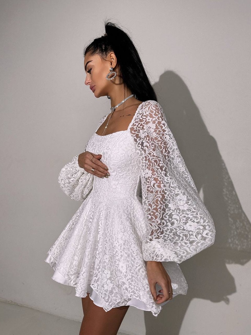 Мереживна сукня з корсетним верхом та пишною подвійною спідницею  | PUSHKA SHOP