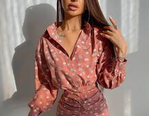 Платье-рубашка с присобранной юбкой  | PUSHKA SHOP