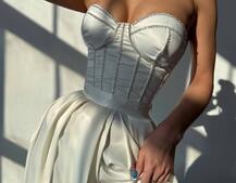 Комплект: корсет-бюстьє , декорований стразами + спідниця максі з розрізом Ручна робота Комплект: корсет-бюстьє , декорований стразами + спідниця максі з розрізом Ручна робота | PUSHKA SHOP