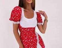 Сукня з квітковим принтом декорована мереживом  Сукня з квітковим принтом декорована мереживом  | PUSHKA SHOP