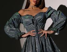 Блискуча сукня з чашечками та пишною спідницею | PUSHKA SHOP