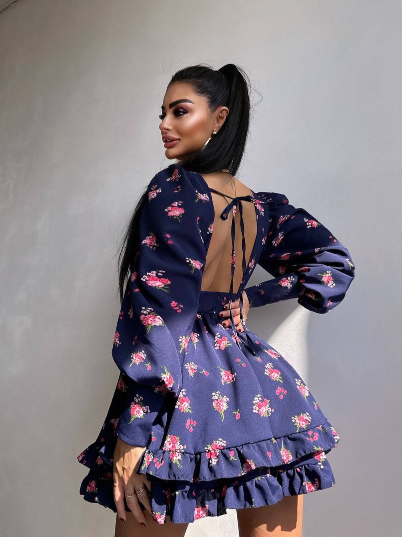 Сукня міні з пишною спідницею та драпіруванням на талії | PUSHKA SHOP