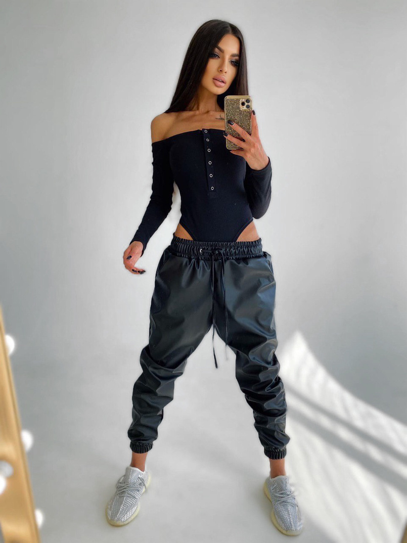 Джоггеры из эко-кожи | PUSHKA SHOP