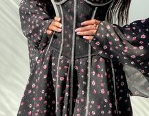 Сукня асиметричного крою з розкльошеними рукавами + корсет декорований стразами Ручна робота | PUSHKA SHOP